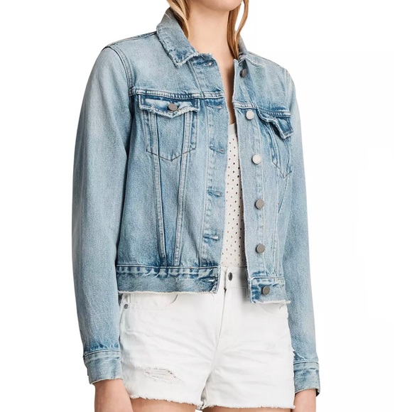 All Saints Jackets & Blazers - All Saints Hay distressed indigo blue denim jean jacket size large